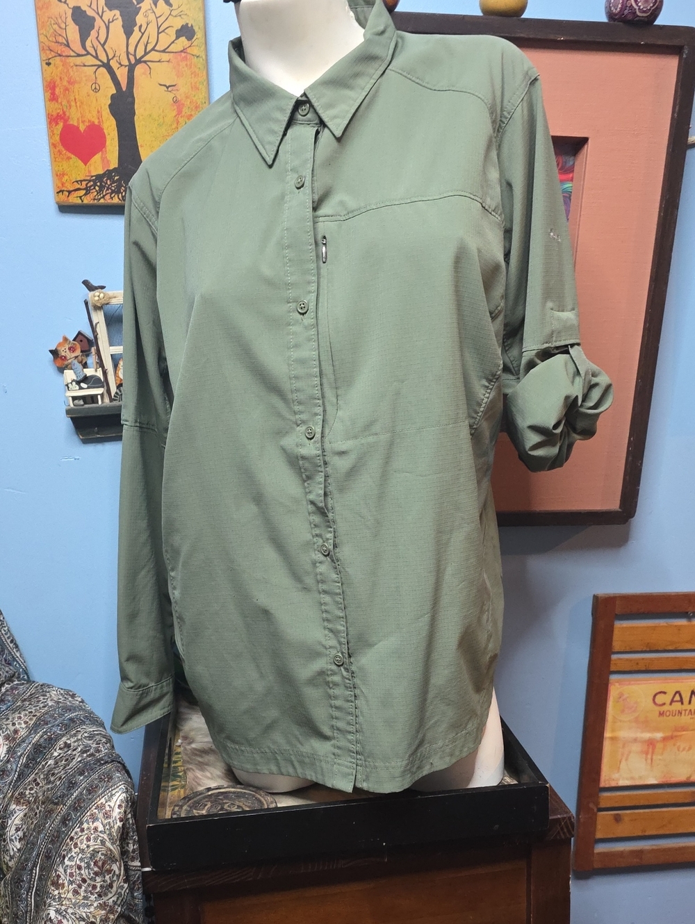 Columbia Women's Olive Green Button-Down Shirt